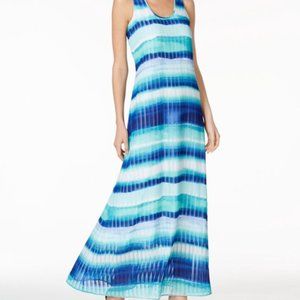 Calvin Klein Blue Striped Sleeveless Maxi Dress